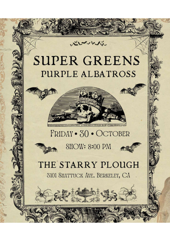 Purple Albatross and Super Greens Halloween Party at the Starry Plough